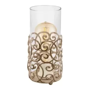 Image of Table Lamp Desk Light Brown Patina Pattern & Glass Shade 1 x 60W E27 Bulb