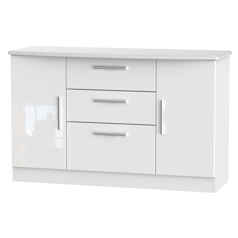 Image of Harrow 2 Door 3 Drawer Sideboard In White Gloss (Ready Assembled)