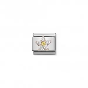 Image of Nomination Composable Classic Zirconia Rose Gold White Yellow Flower Link 430317/03