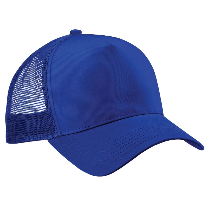 Image of Beechfield Beechfield Men Half Mesh Trucker Cap Headwear in Mid Blue Mid Blue One Size Male 5055747801200