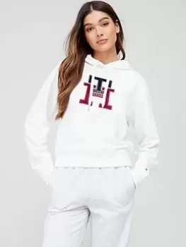 Image of Tommy Hilfiger Large Monogram Th Hoodie - White Size M Women