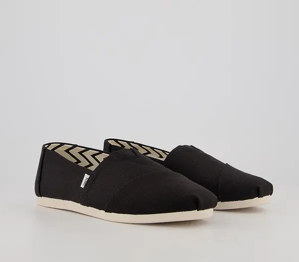 Image of TOMS Mens Classic Alpargata Slip Ons Black Recycled Cotton Canvas, 8