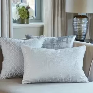Image of Prestigious Textiles Camber Jacquard Geometric Cushion Cover, Sterling, 40 x 60 Cm