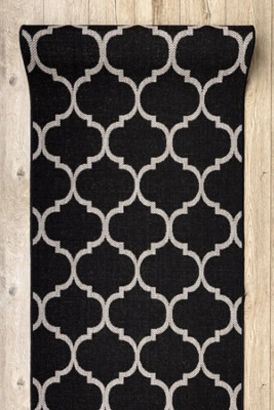 Image of RugsX Runner Sizal Floorlux Design 20608 Moroccan Trellis Black / Silver 120 120X110 Cm