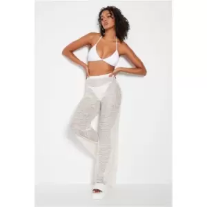 Image of I Saw It First Stone Wide Leg Printed Beach Trousers - Brown