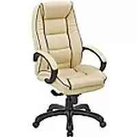 Image of Nautilus Designs Ltd. High Back Leather Faced Executive Armchair with Contrasting Piping Cream