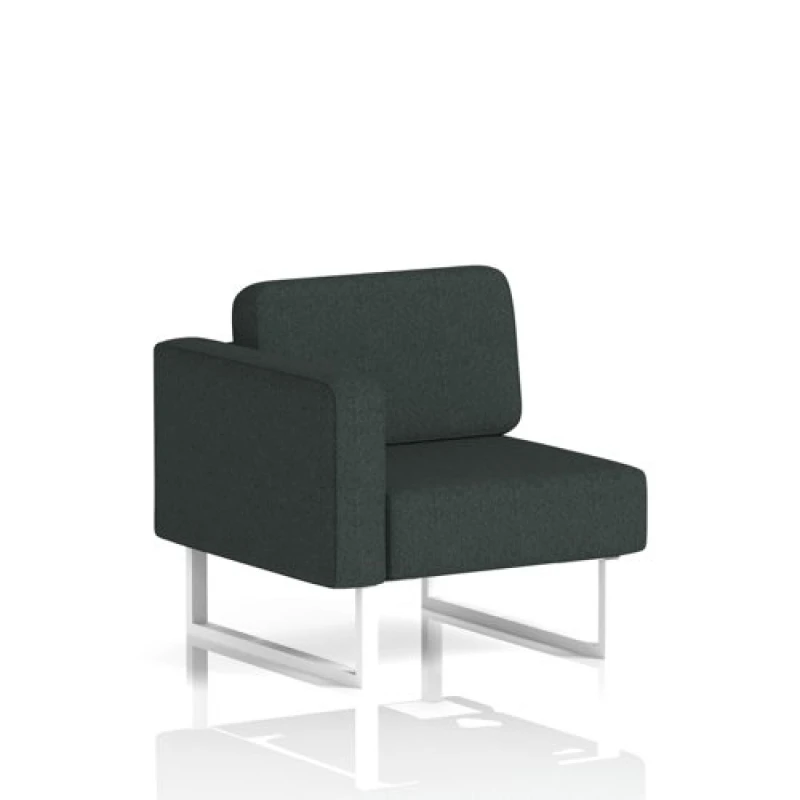 Image of Brixworth Modular Seating Right Unit with White in Rivet Fabric - Charcoal