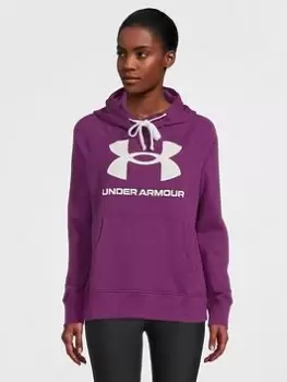 Image of Under Armour Rival Fleece Logo Hoodie - Purple, Purple Size M Women