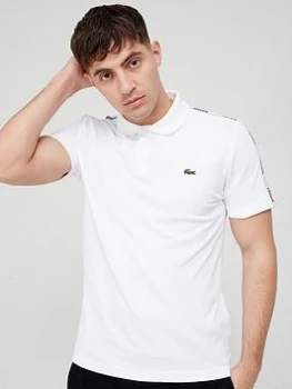 Image of Lacoste Taping Logo Polo Shirt - White Size XL Men