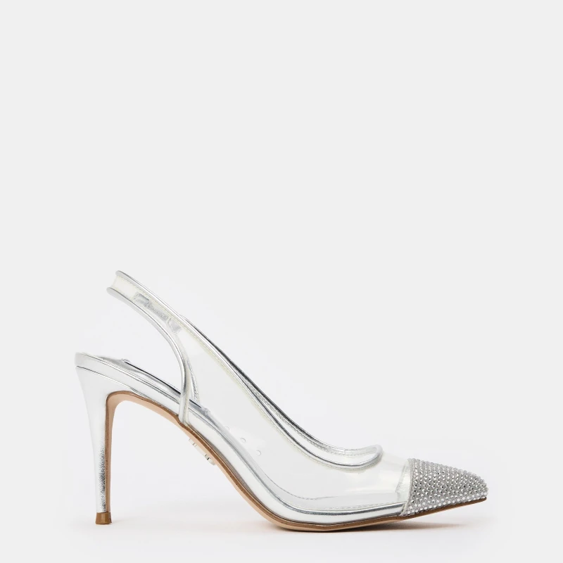 Image of Steve Madden Womens Leena Stiletto Court Shoes Silver female 3 (36)