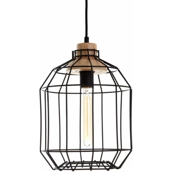 Image of Premier Housewares - Black Metal Wire Pendant Light Modern Elegant Ceiling Light Chandelier 25 x 25 x 120