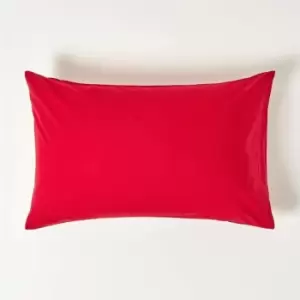 Image of Red Egyptian Cotton Housewife Pillowcase 200 Thread Count - Red - Red - Homescapes