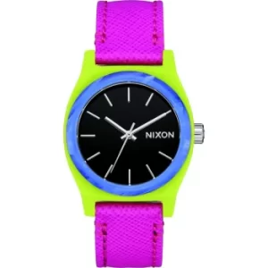 Image of Ladies Nixon Medium Time Teller Leather Watch