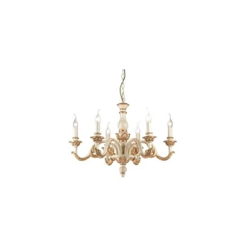 Image of Ideal Lux Giglio - 6 Light Chandelier Gold, White Finish, E14