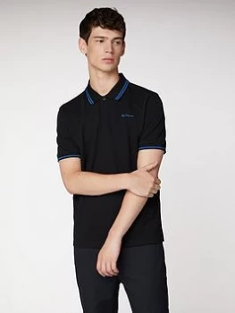 Image of Ben Sherman Classic Tipped Polo - Black, Size L, Men