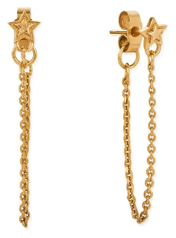 Image of ChloBo GEDR3469 Radiant Essence Chain Stud Earrings 18ct Jewellery