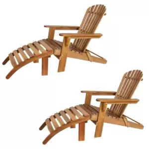 Image of Adirondack Chair 2Pcs Set Acacia Wood incl. Footrest