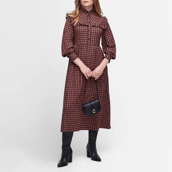 Image of Barbour Adela Checked Seersucker Midi Dress - UK 10 Multi Dresses female LDR0736MI11 UK 10