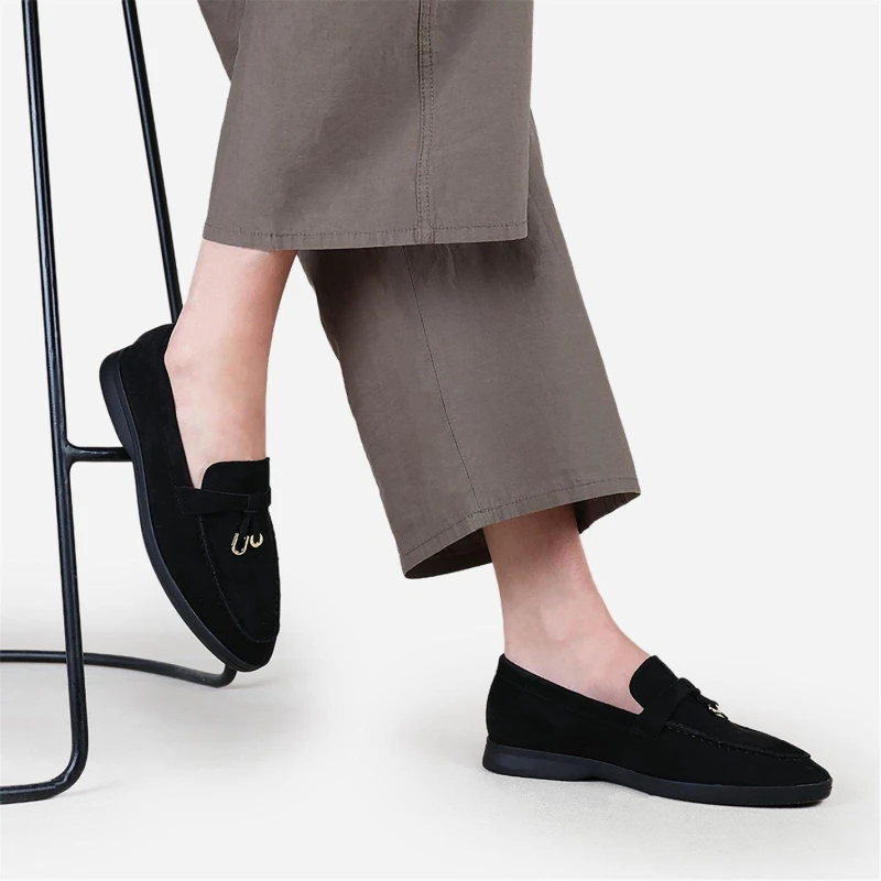 Image of Wheres That From Black Suede Pegasus Slip On Trim Loafers Black 8