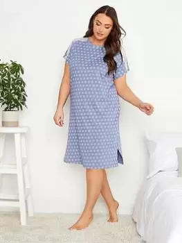 Image of Yours Foulard Lace Shoulder Nightdress - Blue Size 14-16, Women