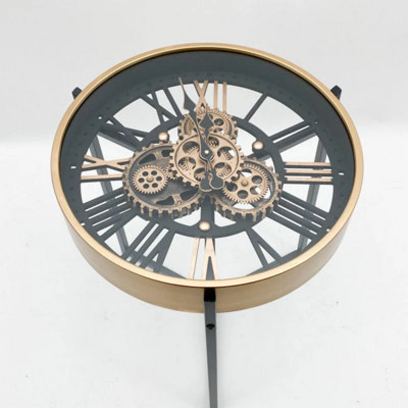 Image of Minster Frame Gear Clock Table - Metal - L49 X W49 X H55cm - Golden/black