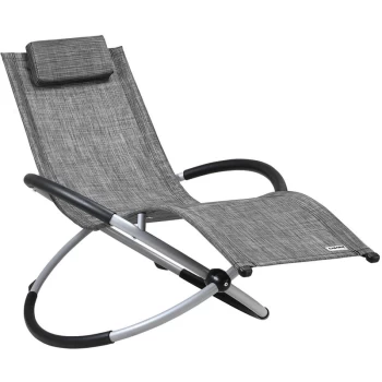 Image of Garden Lounger Swing Ergonomically Foldable Rocking Sun Lounger Relax Garden Chair Grey - Casaria