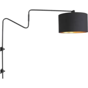 Image of Sienna Linstrom Wall Lamp with Shade Black Matt, Chintz Fabric