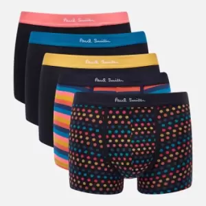 Image of Paul Smith Mens 5-Pack Contrast Waistband Trunk Boxer Shorts - Multi - M