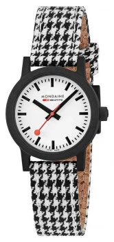 Image of Mondaine Essence 32mm Black/White Textile Strap White Watch