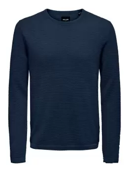 Image of ONLY & SONS Texture Knitted Pullover Men Blue