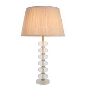Image of Annabelle & Freya Base & Shade Table Lamp Frosted Crystal & Oyster Silk
