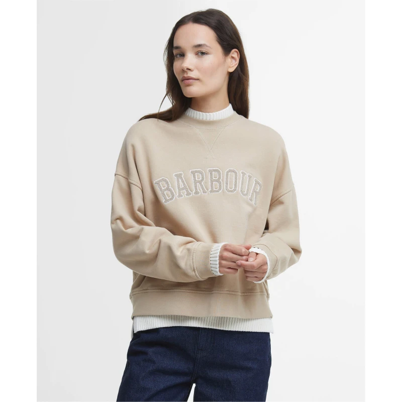 Image of Barbour Silverdale Logo Sweatshirt - Beige Beige 16