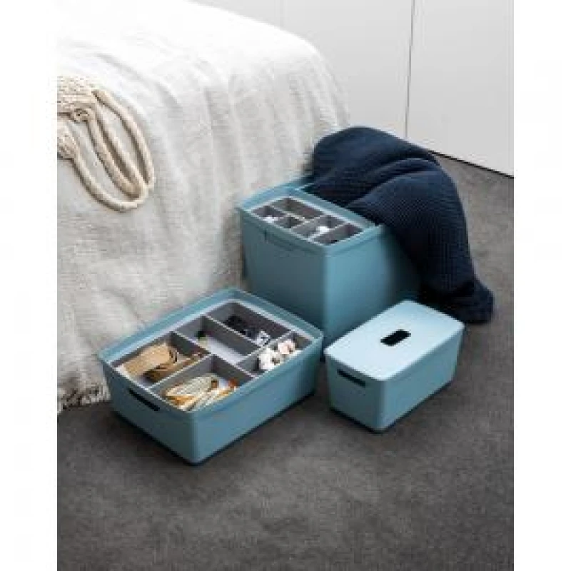 Image of Inabox Inabox Designer Storage Boxes With Lids and Trays Large Value Pack (2 x 8L & 1 x 19L & 1 x 39L & 1 x Small & 1 x Large Tray) Co