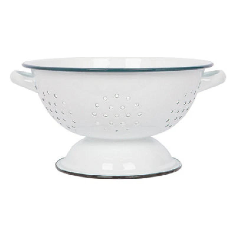 Image of Argon Tableware White Enamel Colander - 23.5cm White
