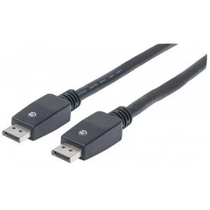 Image of Manhattan DisplayPort Cable v1.1 4K@60Hz 10m Male to Male With Latches Fully Shielded Black Lifetime Warranty Polybag