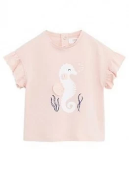 Image of Mango Baby Girls Seahorse Print Frill Sleeve T-Shirt