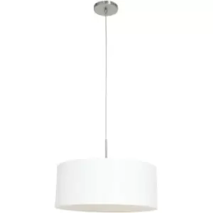 Image of Sienna Sparkled Light Cylindrical Pendant Ceiling Light Steel Brushed, Linen Fabric