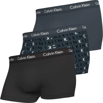 Image of Calvin Klein 3 Pack Low Rise Trunks - Hemi/Logo/Black