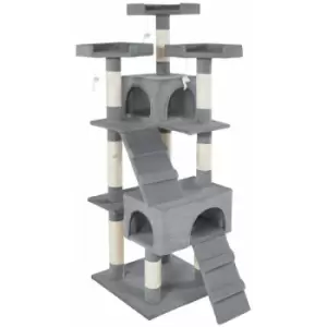 Image of Tectake - Cat tree scratching post Barney - cat scratching post, cat tower, scratching post - grey
