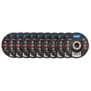 Image of Draper Zirconium Oxide Flap Discs, 115 x 22.23mm, 80 Grit (Pack of 10)