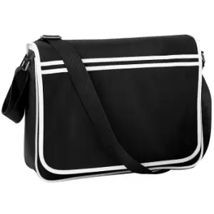 Image of Bagbase Retro Adjustable Messenger Bag (12 Litres) (One Size) (Black/White)