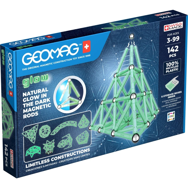 Image of GEOMAG Classic Glow Magnetic Shapes - 142 Pieces Multi unisex One Size