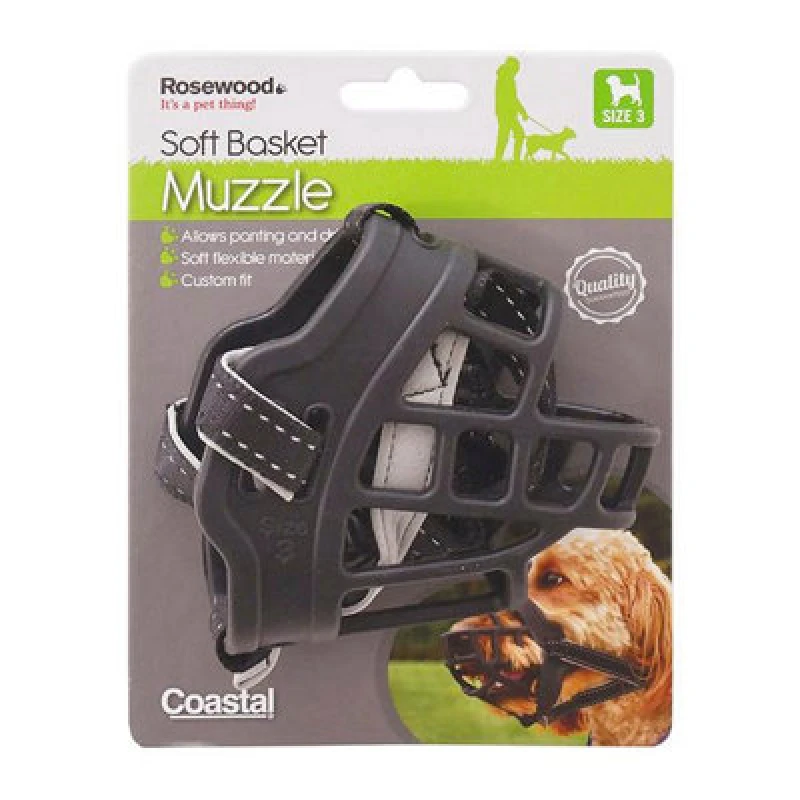 Image of Rosewood Training Softbasket Muzzle Black Size 3