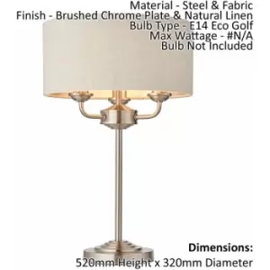Image of Table Lamp - Brushed Chrome Plate & Natural Linen - 3 x 18W E14 Eco golf