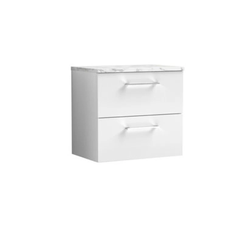 Image of Nuie Arno Wall Hung Vanity Unit With 2 Soft-Close Drawers & Gloss White Laminate Top