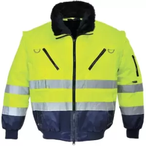 Image of Portwest - PJ50YNR4XL - sz 4XL Hi-Vis 3-in-1 Pilot Jacket - Yellow/Navy - Yellow/Navy