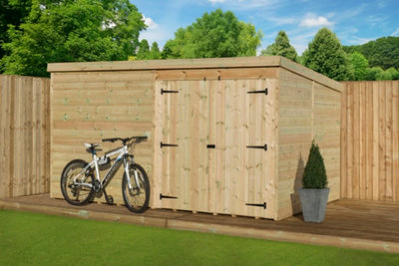 Image of Empire Sheds Empire 4000 Pent 12X7 Pressure Treated Tongue And Groove Wooden Garden Shed Double Door Right (12' X 7' / 12ft X 7ft) (12X7)