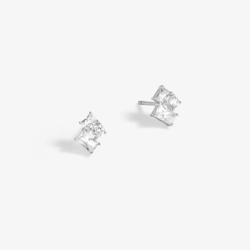 Image of Simply Silver Sterling Silver 925 Cubic Zirconia Scattered Stone Stud Earrings Silver