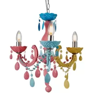 Image of Litecraft - Glow Marie Chandelier Crystal Effect 3 Arm - Multi Coloured