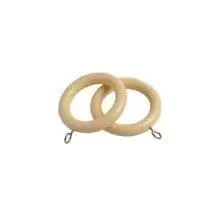 Image of Pack of 8 Wooden Curtain Pole Ring Hooks with Eyes